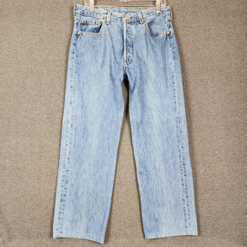 Levis 501xx Vintage Light Wash Straight Leg Button Fly Jeans USA Made Mens 33x26